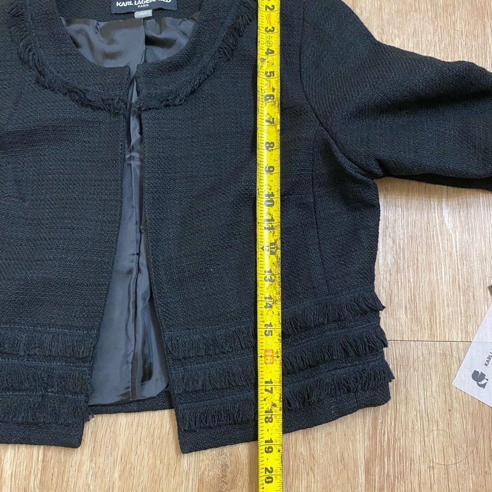 Karl Lagerfeld Black Cropped Fringe Jacket - Picture 8 of 8